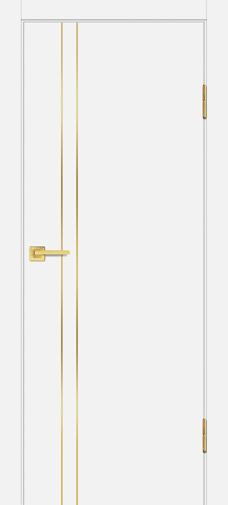 Межкомнатная дверь П-20 ал. молдинг Золото Белый матовый