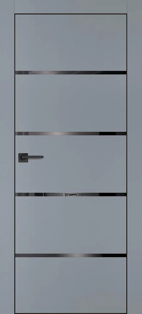 Межкомнатная дверь ПХ-17 черная кромка с 4-х ст. Серый матовый